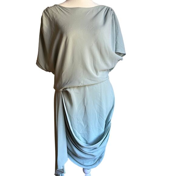 MAX AZRIA | Light Green Draped Cocktail Dress - Open Back Grecian| Size M - Picture 1 of 5